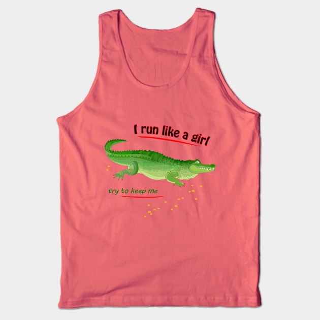 Cute crocodile with lettering Tank Top by Artist Natalja Cernecka